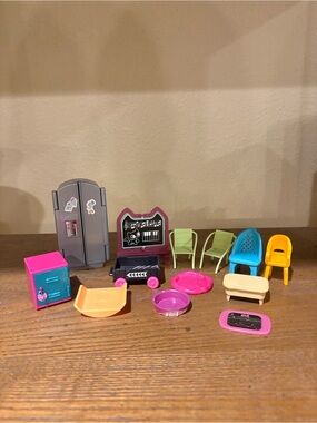 Littlest Pet Shop Bright Pink, Blue, Green & Yellow Toy Furniture Set